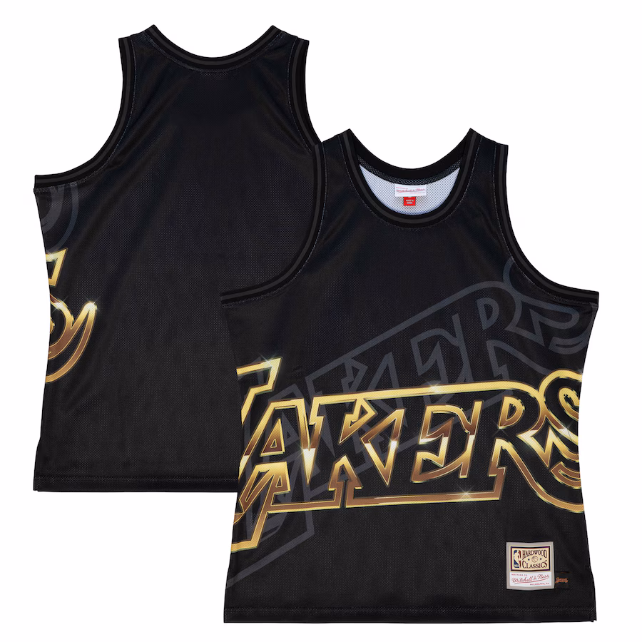 Men's Los Angeles Lakers Black  Mitchell & Ness Big Face 4.0 Fashion Tank Top - Ujersey Shop