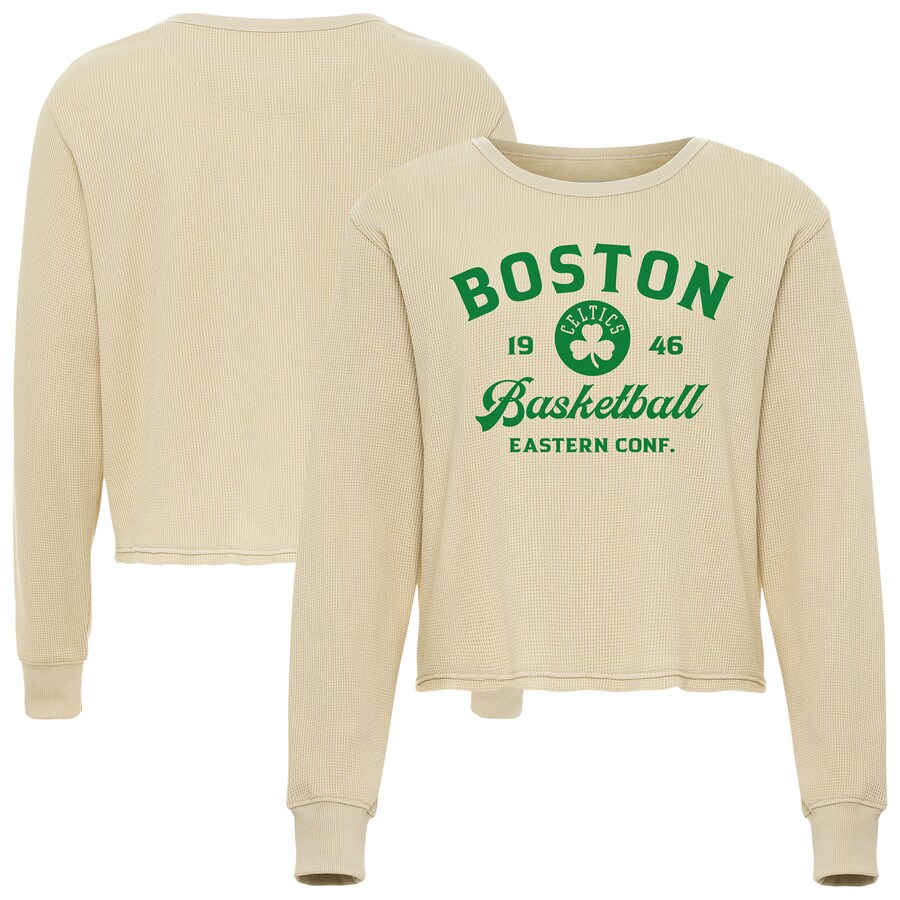 Unisex Boston Celtics Sportiqe Cream High Country Collection Cullen Waffle Knit Long Sleeve T-Shirt - Ujersey Shop
