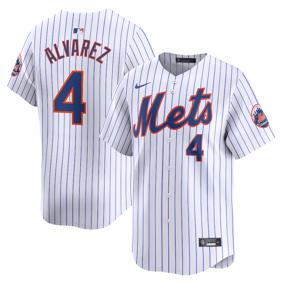 Men's New York Mets Francisco Alvarez Nike White Home Limited Player Jersey - Ujersey Shop