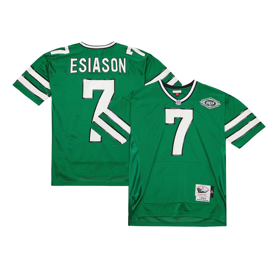Men's New York Jets Boomer Esiason Mitchell & Ness Kelly Green 1993 Authentic Throwback Retired Player Pocket Jersey - Ujersey Shop
