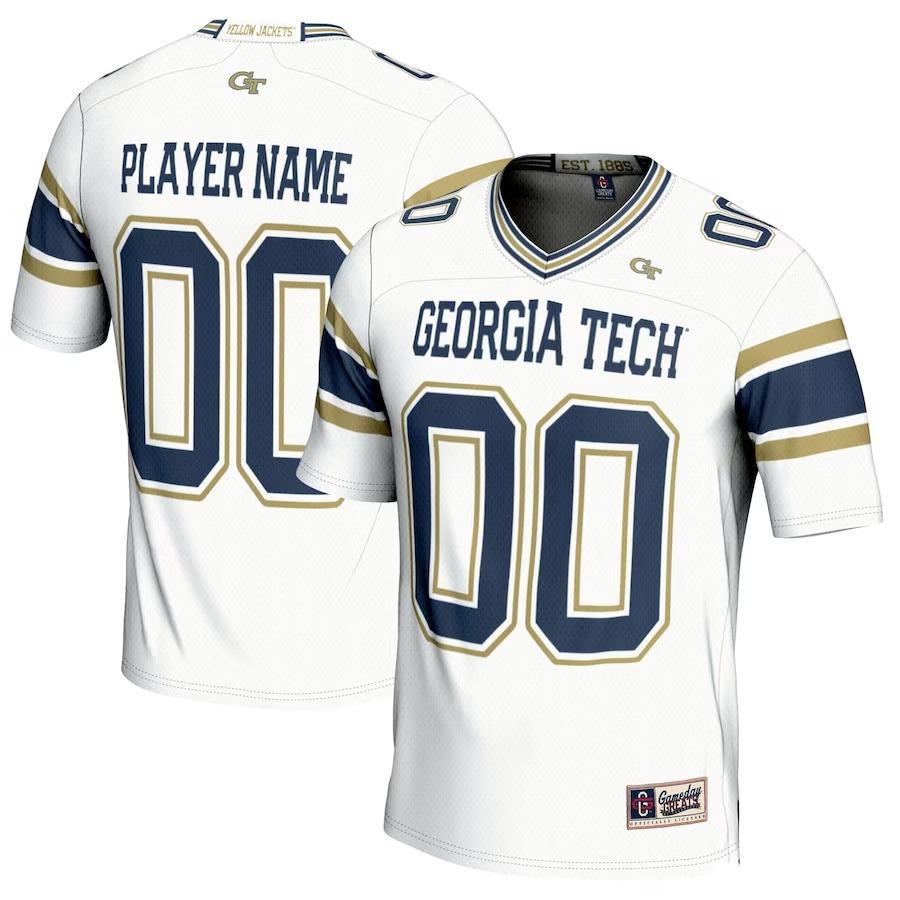 Georgia Tech Yellow Jackets GameDay Greats Youth NIL Pick-A-Player Football Jersey - White - Ujersey Shop