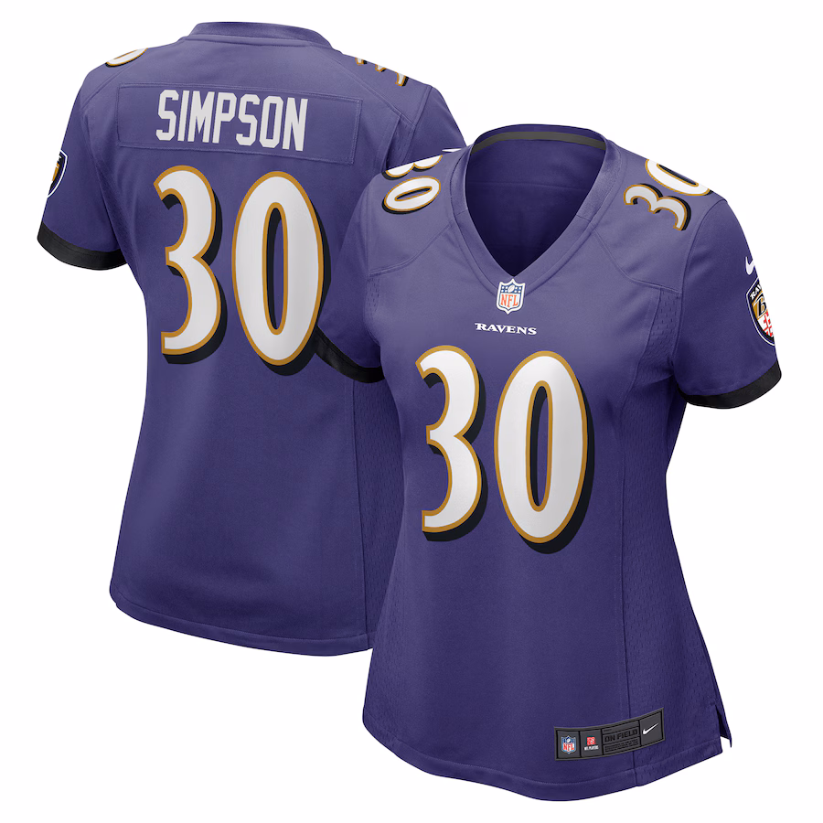 Women's Baltimore Ravens Trenton Simpson Nike  Purple  Game Jersey - Ujersey Shop