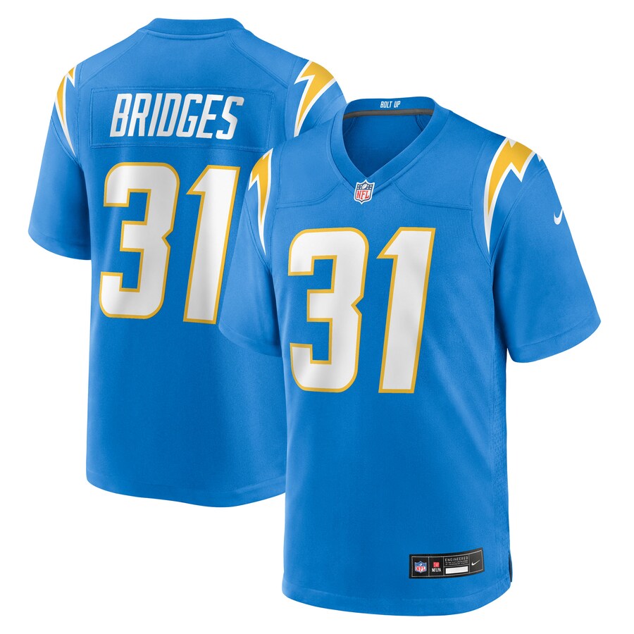 Men's Los Angeles Chargers Trikweze Bridges Nike Powder Blue Team Game Jersey - Ujersey Shop
