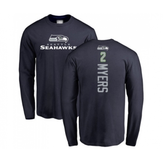 Football Seattle Seahawks #2 Jason Myers Navy Blue Backer Long Sleeve T-Shirt - Ujersey Shop