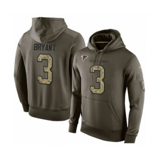 Football Men's Atlanta Falcons #3 Matt Bryant Green Salute To Service Pullover Hoodie - Ujersey Shop