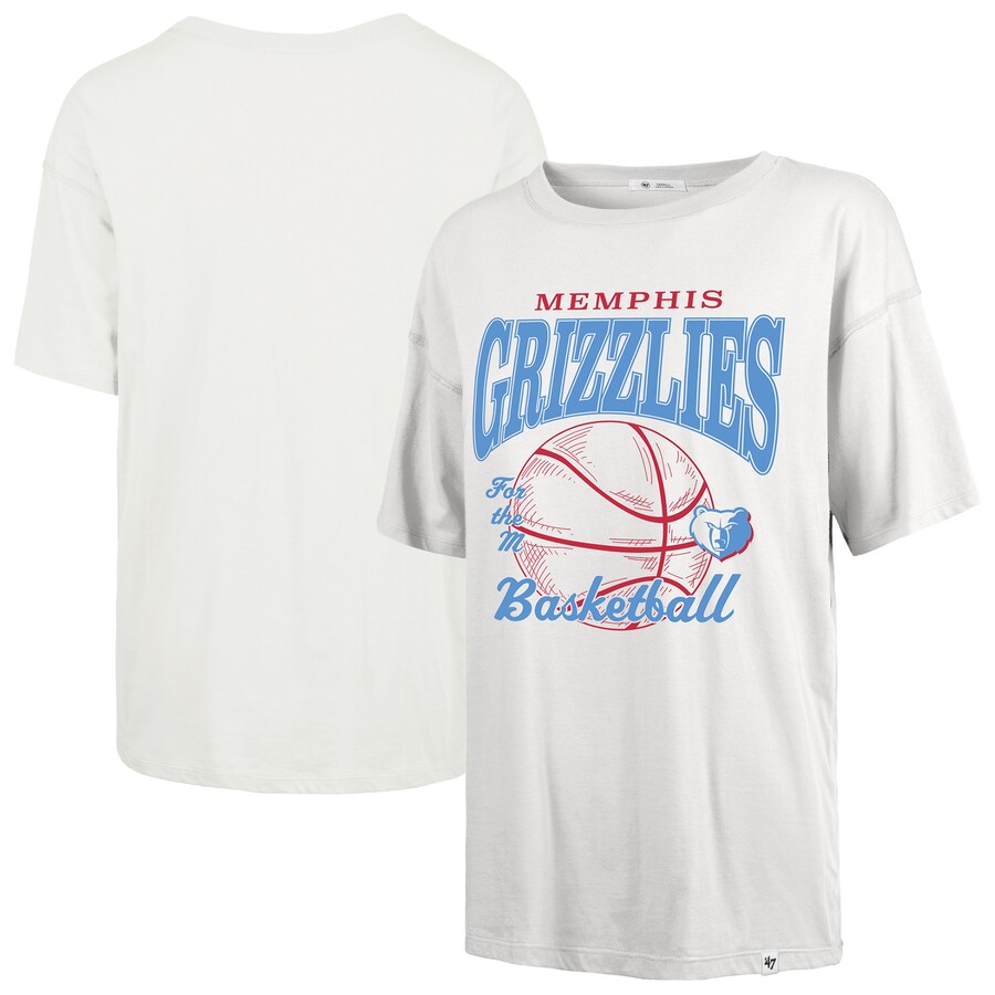 Women's Memphis Grizzlies  '47 White City Edition Down Court Sadie T-Shirt - Ujersey Shop
