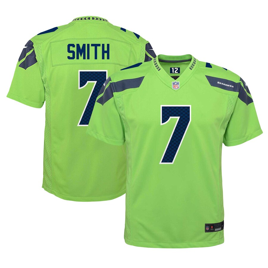 Youth Seattle Seahawks Geno Smith Nike Neon Green Alternate Player Game Jersey - Ujersey Shop