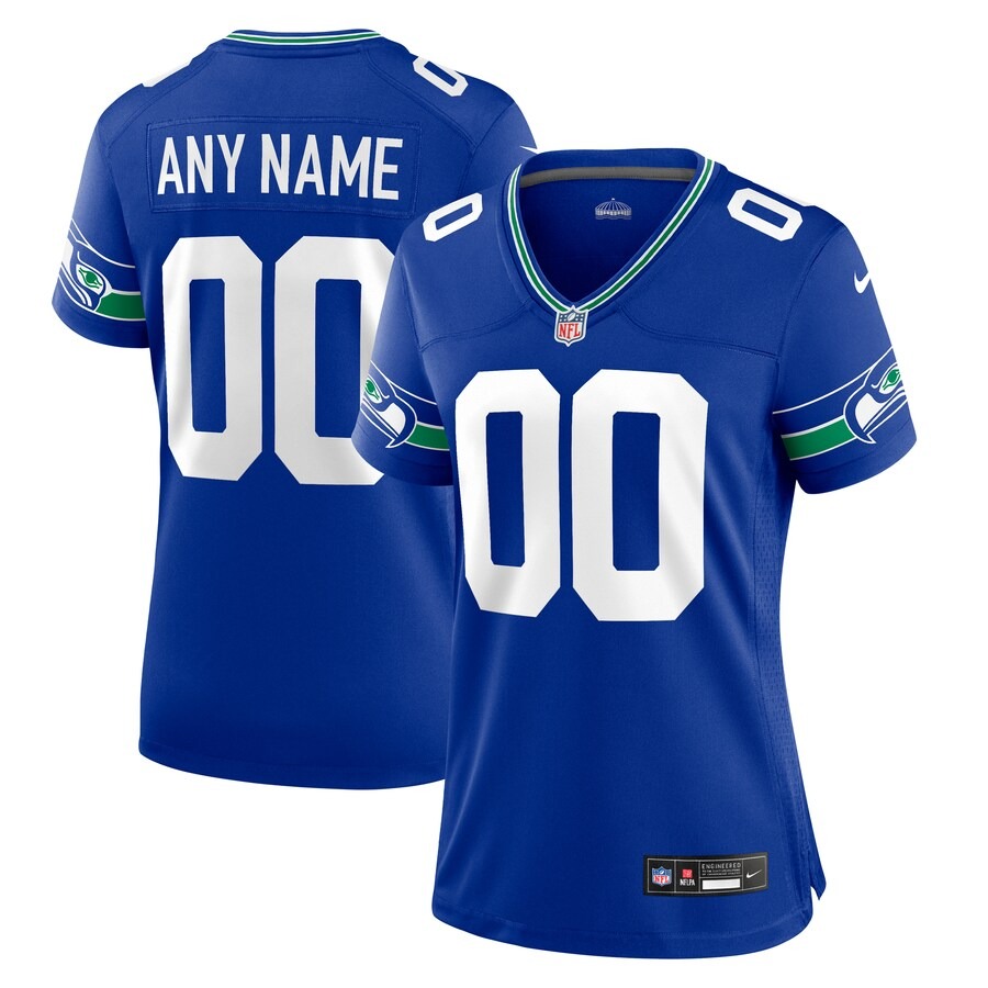 Women's Seattle Seahawks Nike Royal Throwback Custom Jersey - Ujersey Shop