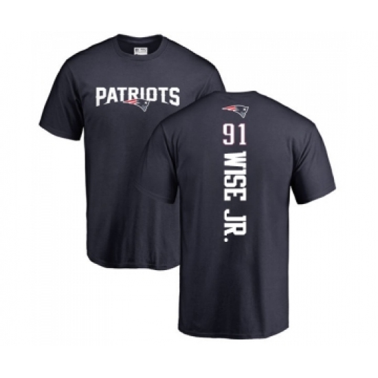 Football New England Patriots #91 Deatrich Wise Jr Navy Blue Backer T-Shirt - Ujersey Shop