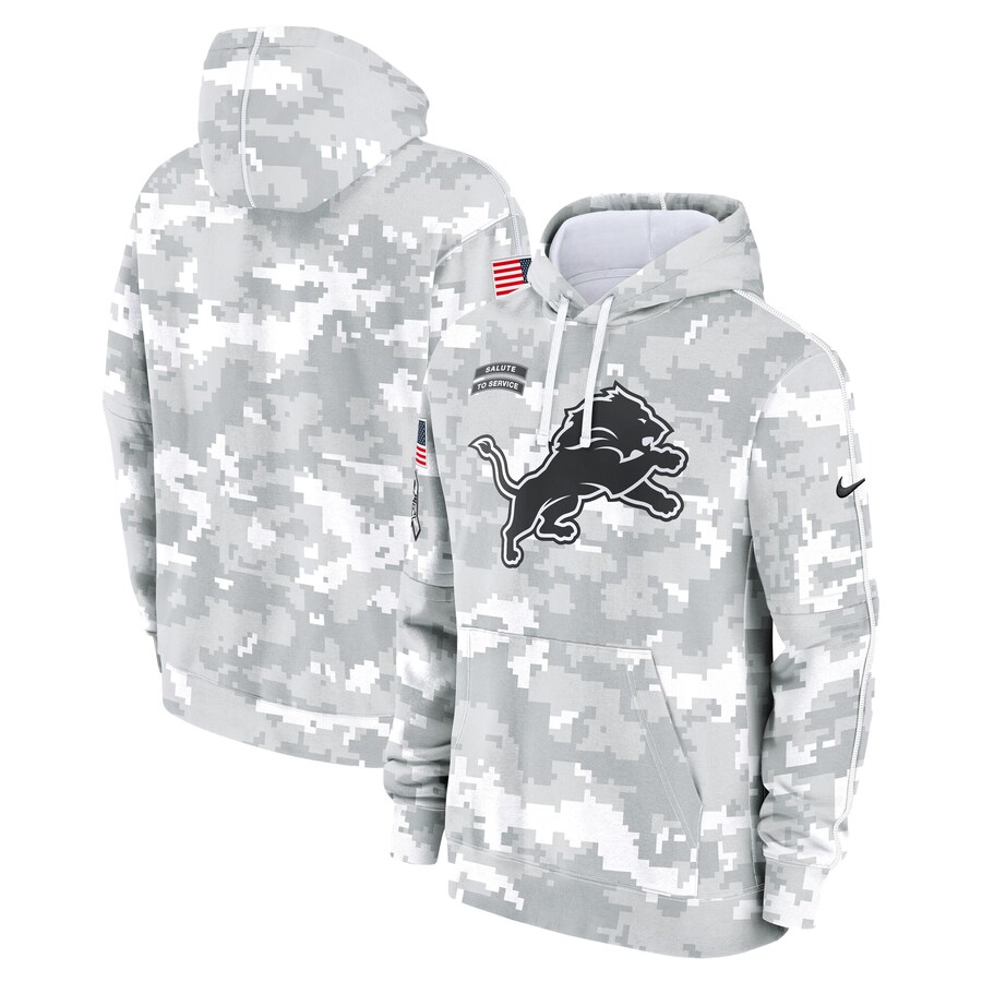 Men's Detroit Lions Nike Arctic Camo 2024 Salute to Service Club Fleece Pullover Hoodie - Ujersey Shop
