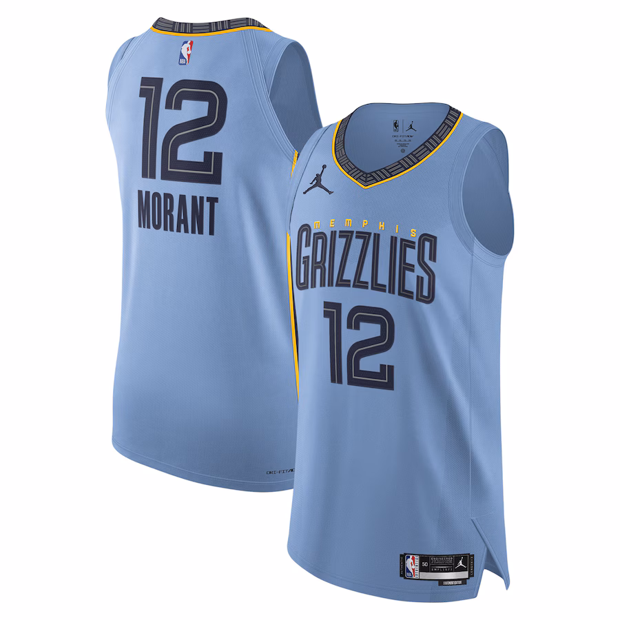Men's Memphis Grizzlies Ja Morant Jordan Brand Light Blue Authentic Player Jersey - Statement Edition - Ujersey Shop