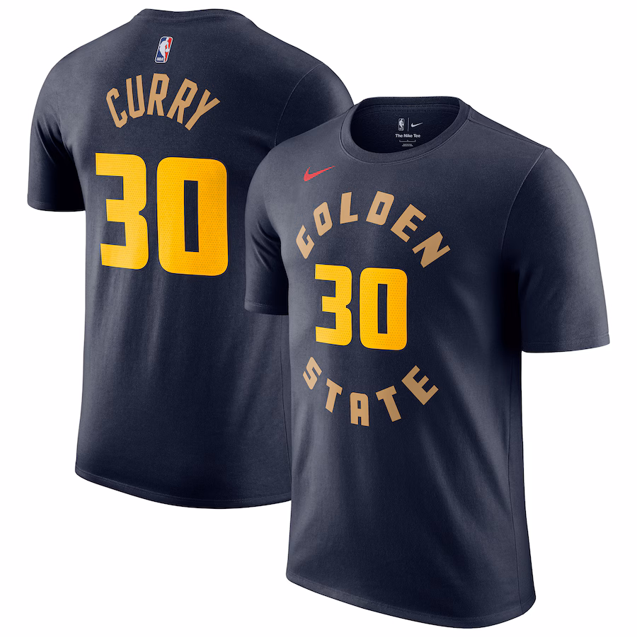 Men's Golden State Warriors Stephen Curry Nike Navy 2024/25 City Edition Name & Number T-Shirt - Ujersey Shop