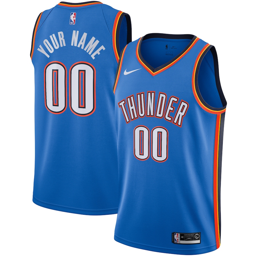 Men's Oklahoma City Thunder Nike Blue Custom Swingman Jersey - Icon Edition - Ujersey Shop