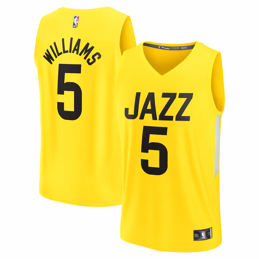 Men's Utah Jazz Cody Williams Fanatics Yellow 2024 NBA Draft Fast Break Player Jersey - Icon Edition - Ujersey Shop