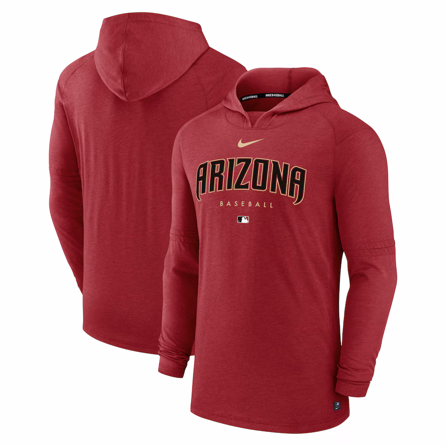 Men's Arizona Diamondbacks Nike Heather Red Authentic Collection Early Work Tri-Blend Performance Pullover Hoodie - Ujersey Shop