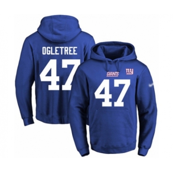 Football Men's New York Giants #47 Alec Ogletree Royal Blue Name & Number Pullover Hoodie - Ujersey Shop