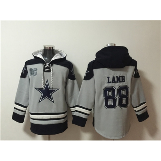 Men's Dallas Cowboys #88 CeeDee Lamb Gray Ageless Must-Have Lace-Up Pullover Hoodie - Ujersey Shop
