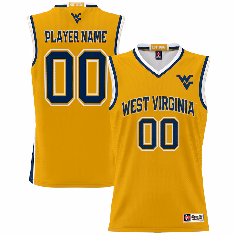 West Virginia Mountaineers GameDay Greats Men's NIL Pick-A-Player Lightweight Basketball Jersey - Gold - Ujersey Shop