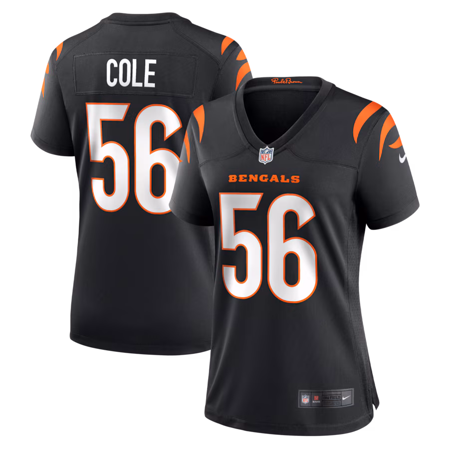 Women's Cincinnati Bengals Myles Cole Nike Black Team Game Jersey - Ujersey Shop