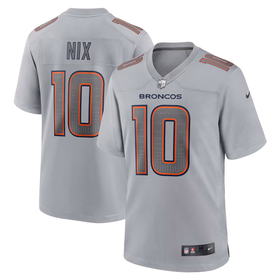 Men's Denver Broncos Bo Nix Nike Gray Atmosphere Fashion Game Jersey - Ujersey Shop