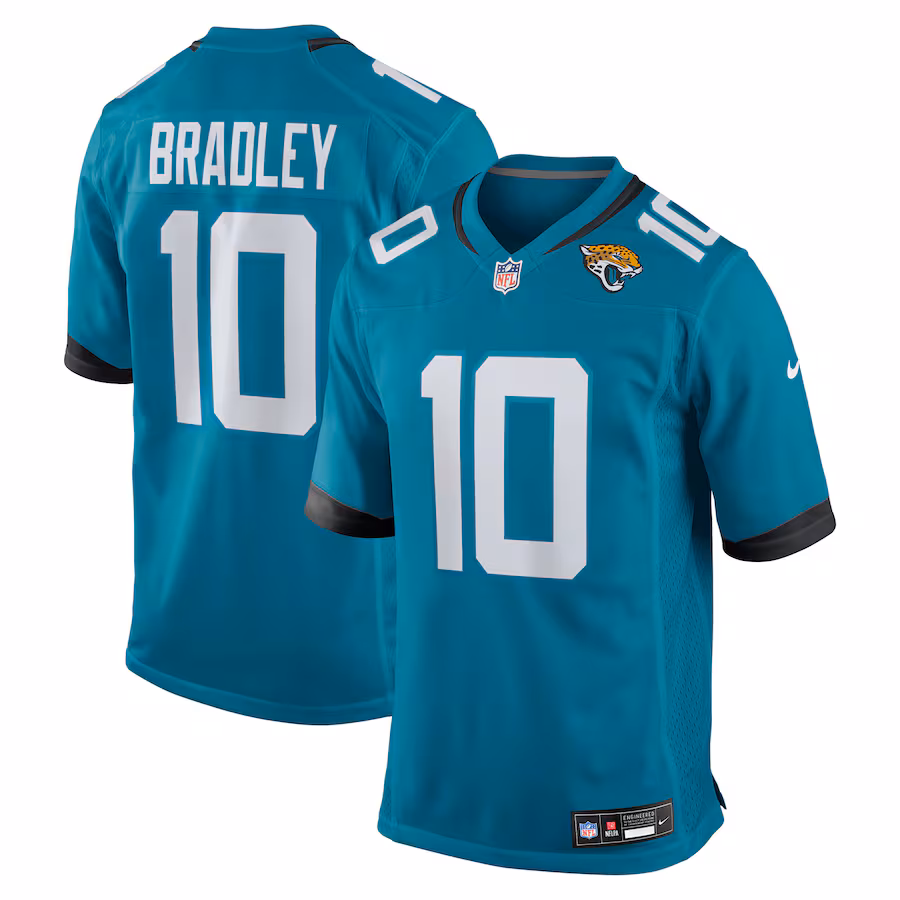 Men's Jacksonville Jaguars Carter Bradley Nike Teal Team Game Jersey - Ujersey Shop