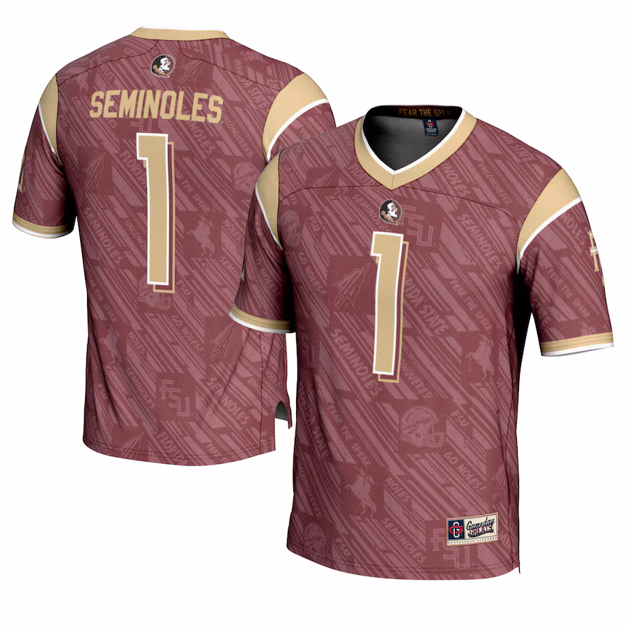 Men's GameDay Greats #1 Garnet Florida State Seminoles Highlight Print Football Fashion Jersey - Vujersey Los Angeles Rams