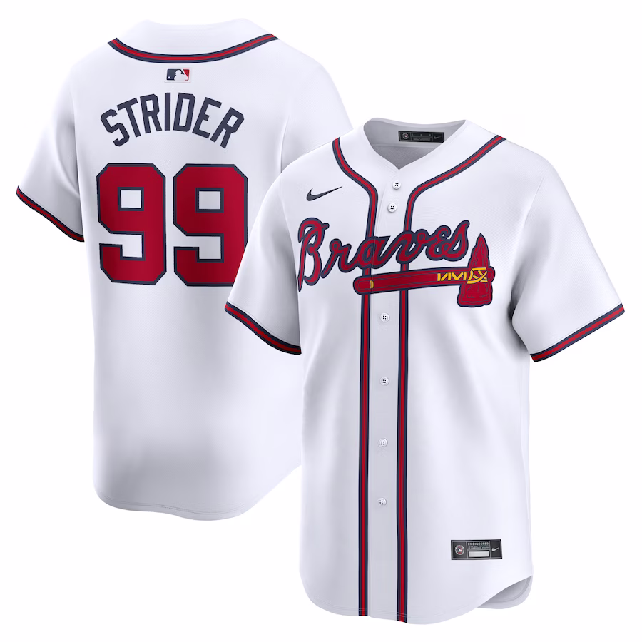 Men's Atlanta Braves Spencer Strider Nike White Home Limited Player Jersey - Vujersey Los Angeles Rams