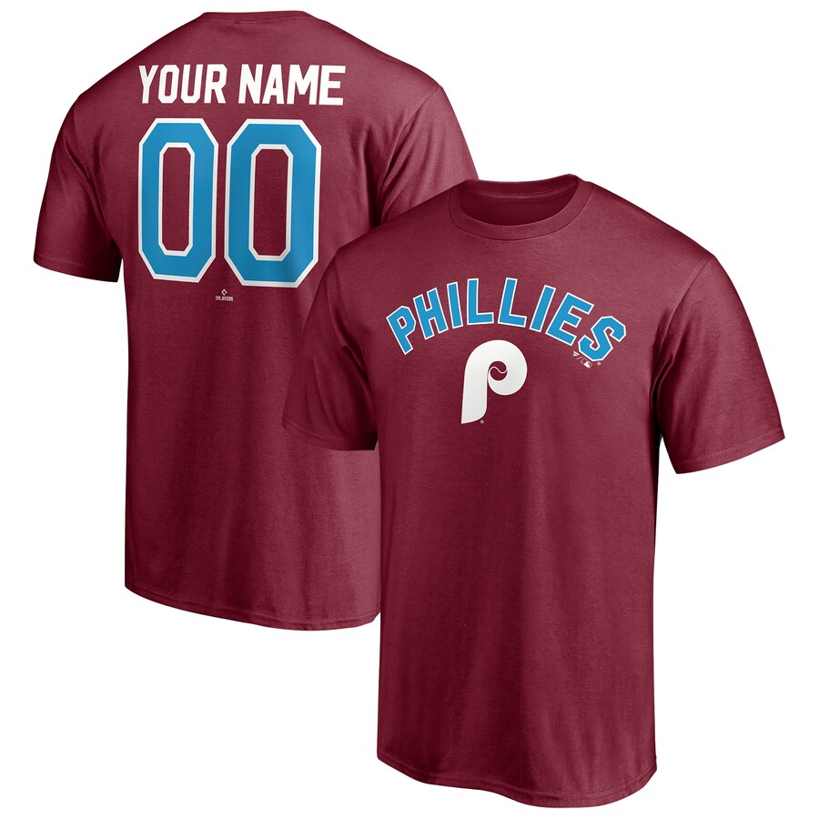 Men's Philadelphia Phillies Burgundy Cooperstown Winning Streak Alternate Personalized Name & Number T-Shirt - Vujersey Los Angeles Rams