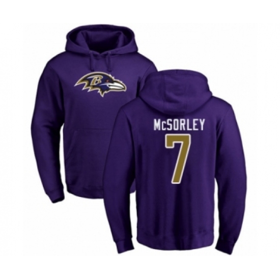 Football Baltimore Ravens #7 Trace McSorley Purple Name & Number Logo Pullover Hoodie - Vujersey Los Angeles Rams