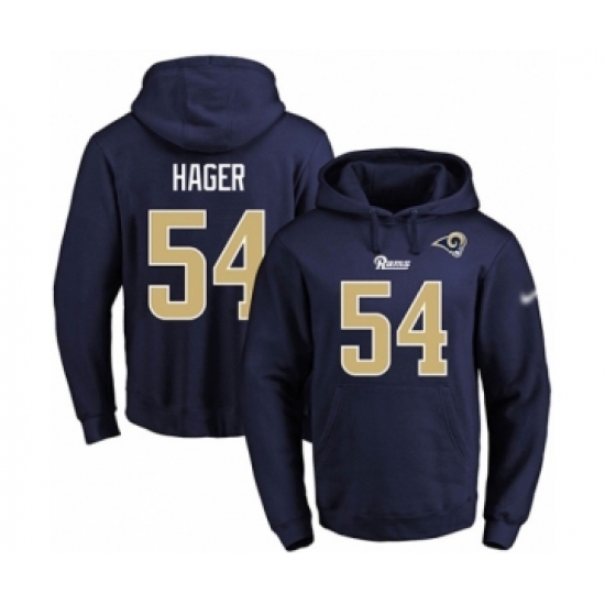 Football Men's Los Angeles Rams #54 Bryce Hager Navy Blue Name & Number Pullover Hoodie - Vujersey Los Angeles Rams