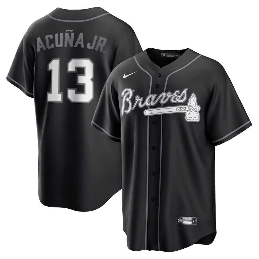 Men's Atlanta Braves Ronald Acuña Jr. Nike Black Lights Out Replica Player Jersey - Vujersey Los Angeles Rams