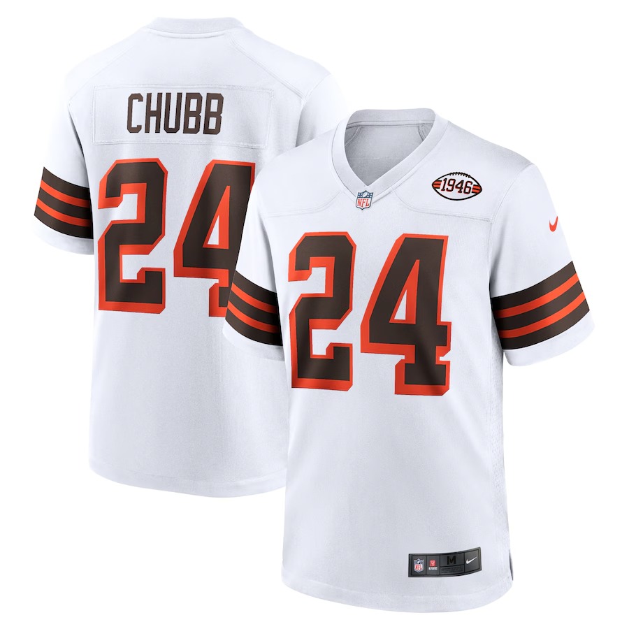 Men's Cleveland Browns Nick Chubb Nike White 1946 Collection Alternate Game Jersey - Vujersey Los Angeles Rams