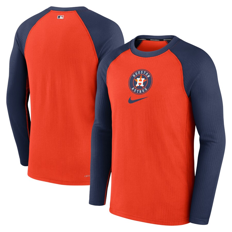 Men's Houston Astros Nike Orange Authentic Collection Game Raglan Performance Long Sleeve T-Shirt - Vujersey Los Angeles Rams