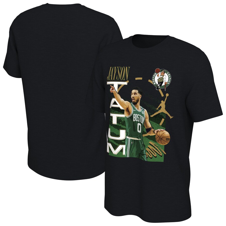 Men's Boston Celtics Jayson Tatum Jordan Brand Black Player T-Shirt - Vujersey Los Angeles Rams