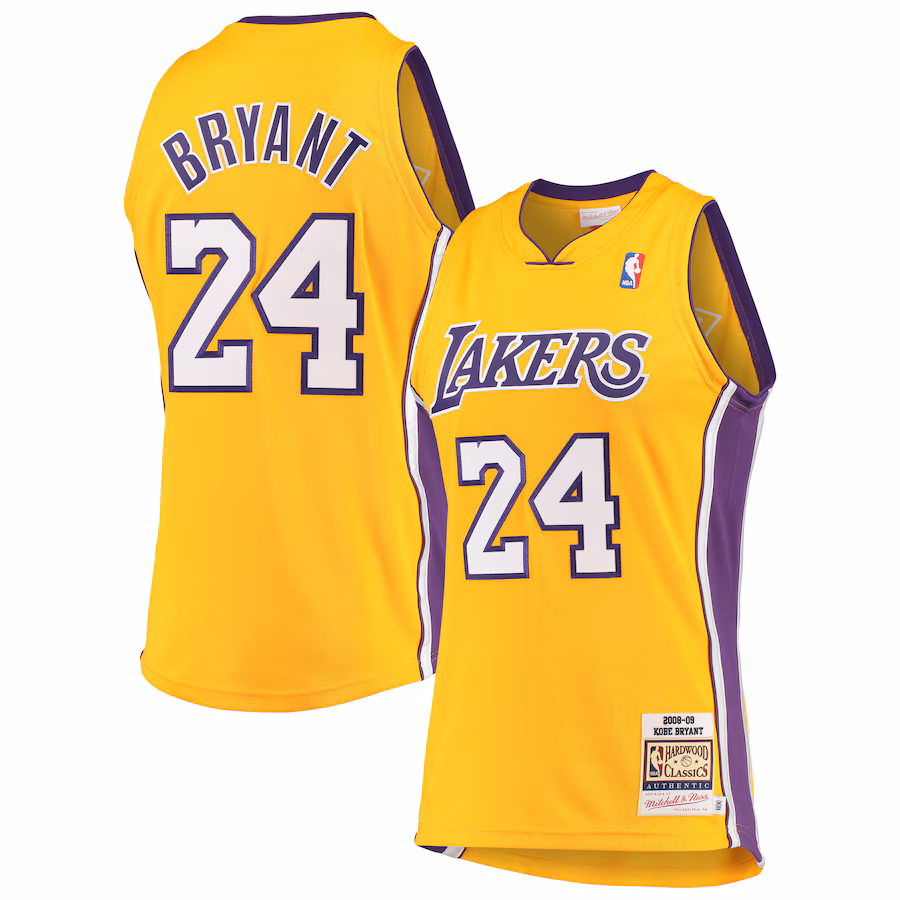 Men's Los Angeles Lakers Kobe Bryant Mitchell & Ness Gold Hardwood Classics 2008-09 Authentic Jersey - Vujersey Los Angeles Rams