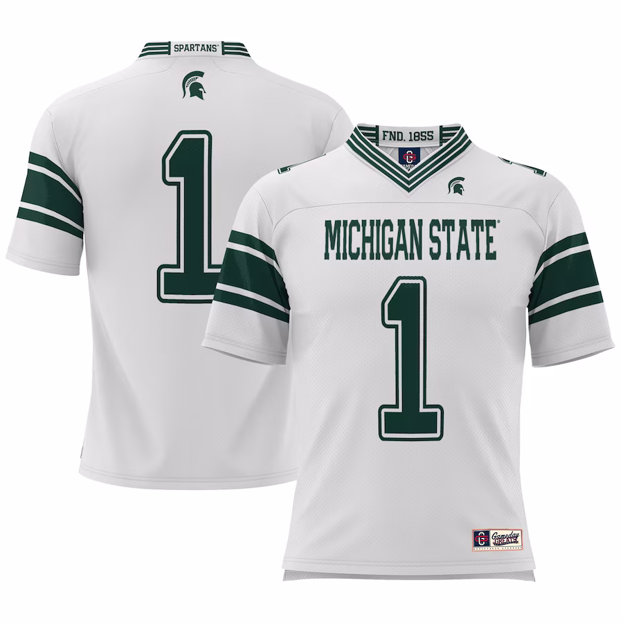 #1 Michigan State Spartans GameDay Greats Youth Football Jersey - White - Vujersey Los Angeles Rams