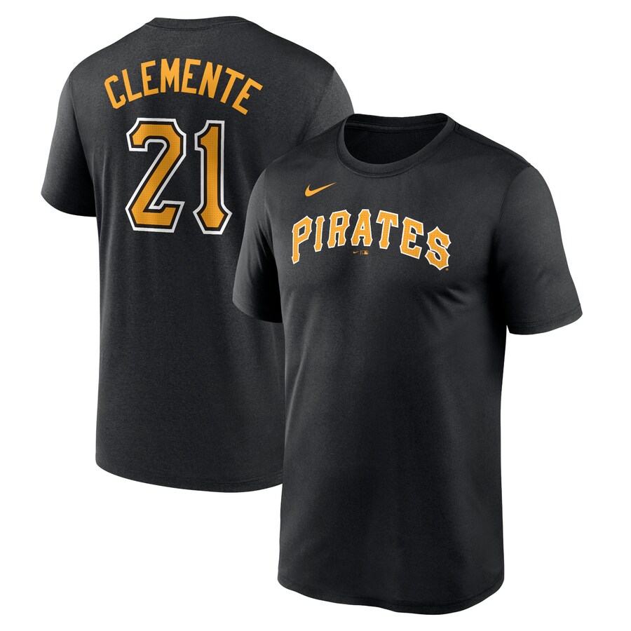 Men's Pittsburgh Pirates Roberto Clemente Nike Black Legend Name and Number Home T-Shirt - Vujersey Los Angeles Rams
