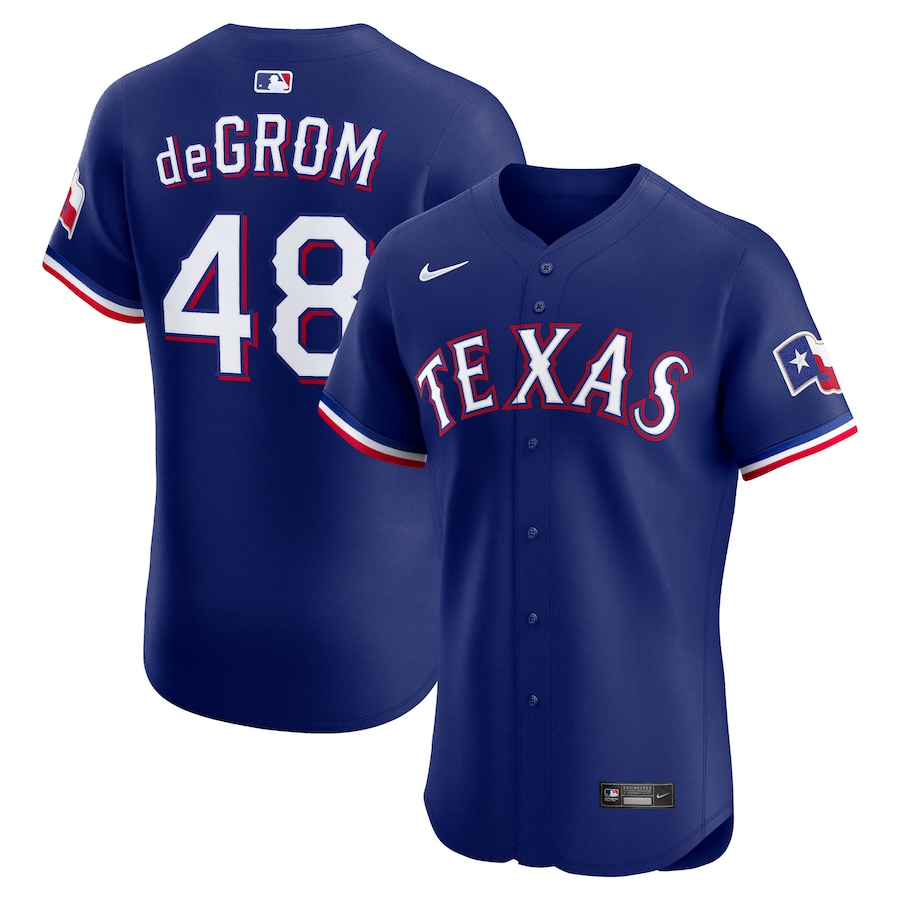 Men's Texas Rangers Jacob deGrom Nike Royal Alternate 2 Elite Jersey - Vujersey Los Angeles Rams