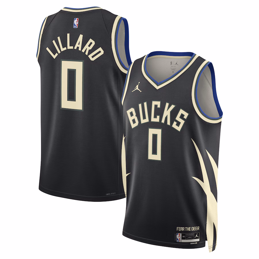 Unisex Milwaukee Bucks Damian Lillard Jordan Brand Black Swingman Player Jersey - Statement Edition - Vujersey Los Angeles Rams