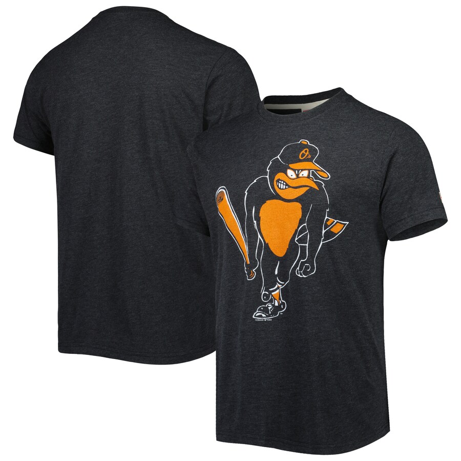 Men's Baltimore Orioles Homage Charcoal Hand-Drawn Logo Tri-Blend T-Shirt - Vujersey Los Angeles Rams