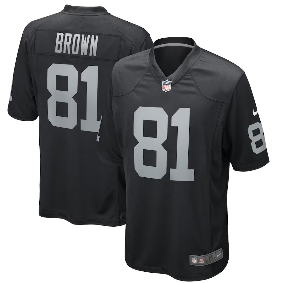 Men's Las Vegas Raiders Tim Brown Nike Black Game Retired Player Jersey - Vujersey Los Angeles Rams