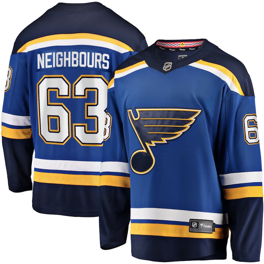 Men's St. Louis Blues Jake Neighbours Fanatics Blue Home Premier Breakaway Player Jersey - Vujersey Los Angeles Rams