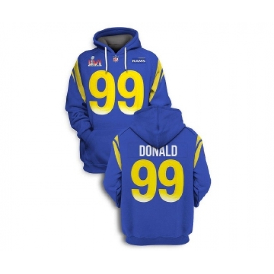 Men's Los Angeles Rams #99 Aaron Donald 2022 Royal Super Bowl LVI Pullover Hoodie - Vujersey Los Angeles Rams