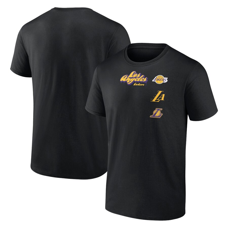 Men's Los Angeles Lakers  Black Graffiti Logo T-Shirt - Vujersey Los Angeles Rams
