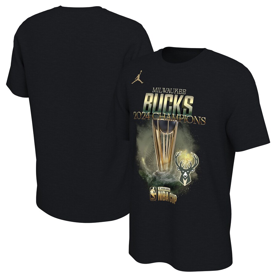 Unisex Milwaukee Bucks Jordan Brand Black 2024 NBA Cup Champions Locker Room Authentic T-Shirt - Vujersey Los Angeles Rams
