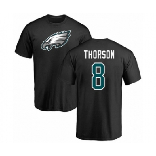 Philadelphia Eagles #8 Clayton Thorson Black Name & Number Logo T-Shirt - Vujersey Los Angeles Rams