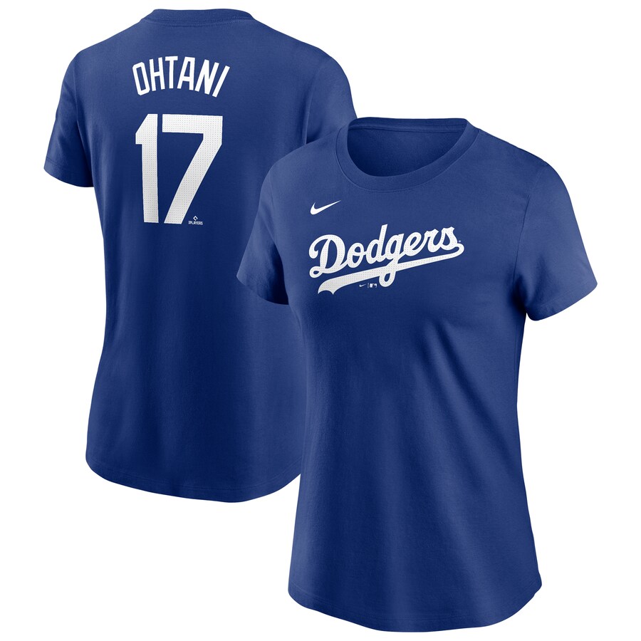 Women's Los Angeles Dodgers Shohei Ohtani Nike Royal 2024 Fuse Name & Number T-Shirt - Vujersey Los Angeles Rams