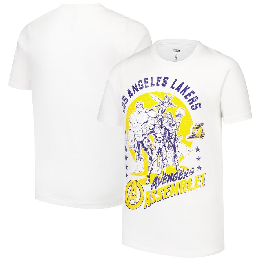 Youth Los Angeles Lakers White NBA x Marvel Avengers Squad T-Shirt - Vujersey Los Angeles Rams