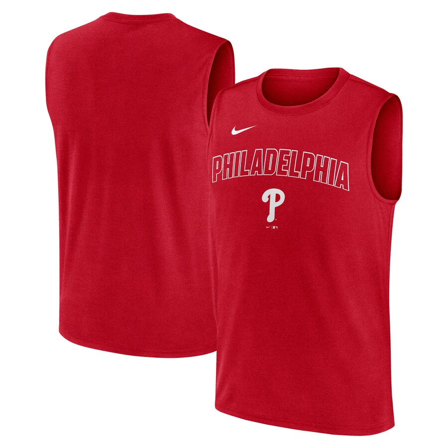Men's Philadelphia Phillies Nike Red Knockout Performance Muscle Tank Top - Vujersey Los Angeles Rams