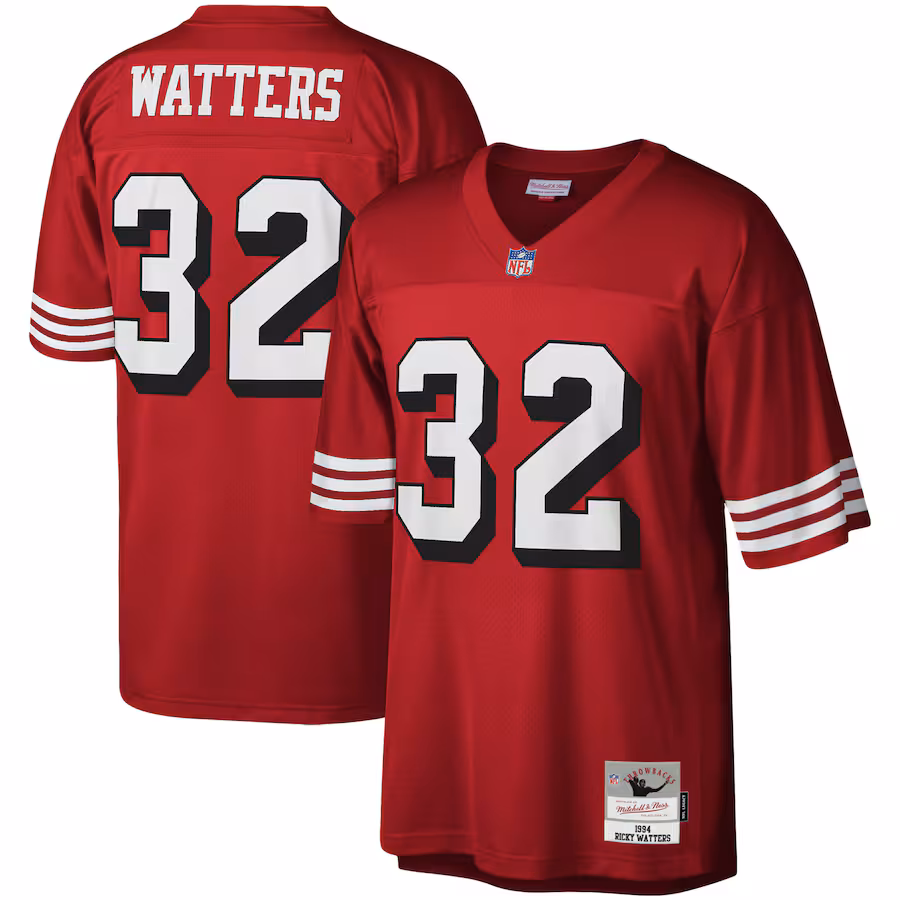 Men's San Francisco 49ers Ricky Watters Mitchell & Ness Scarlet Legacy Replica Jersey - Vujersey Los Angeles Rams